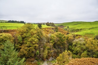 Autumn colors over Ffrwd Fawr Waterfall, Dylife, Llanbrynmair, Powys, Wales, UK