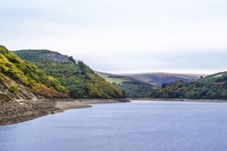 Caban Coch Dam, Elan Valley, Caban-Coch Reservoir, Rhayader, Wales, UK