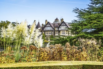 Autumn Colours over Bodnant House and Garden, Conwy River, Colwyn Bay, Conwy, Wales, UK
