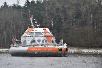 Research vessel, ship, TARA POLAR STATION sails in the Kiel Canal, NOK, Kiel Canal,