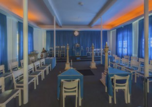 Masonic lodge interior panorama