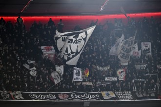 Fan block, fans, fan curve, flags, atmosphere, atmospheric Eintracht Frankfurt SGE Ultras soccer