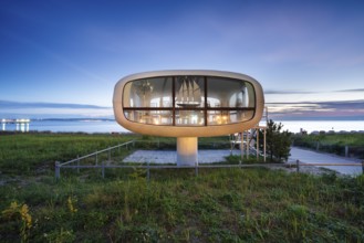 Former rescue station on the beach at dawn, now used as a wedding chapel by the registry office,