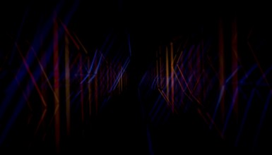 This 3D render captures a mesmerizing abstract tunnel formed by sharp intersecting lines of vibrant