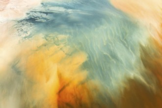 A stunning multicolored abstract texture that blends vibrant hues of blue, orange, and yellow The