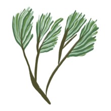 A vibrant illustration of stylized green flowers with dynamic brush strokes, capturing the essence