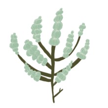 A vibrant green floral illustration showcasing delicate, abstract designs The flowing forms and