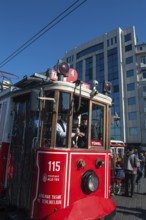 Istanbul, Turkey. November 30th 2019 Traditional Tram, Taksim square at the beginning of Istiklal