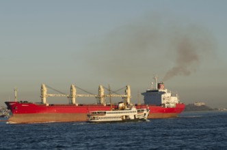 Bosporus strait, Istanbul, Turkey. March 31st 2014. Maritime shipping along the Bosporus strait