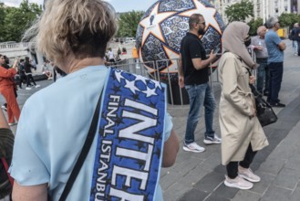 Istanbul, Turkey. June 9th 2023 Soccer fans gather in Taksim Square, Istanbul, the day before the