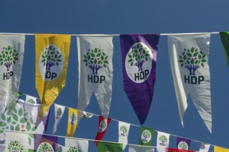 Istanbul, Turkey. 12th March 2015 Election campaign banners for the pro-Kurdish political party,
