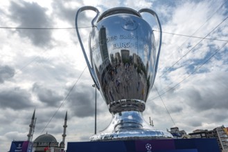 Istanbul, Turkey. June 9th 2023 A Giant inflatable Champions League Trophy in Taksim Square,