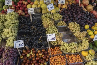 Istanbul, Turkey October 22nd 2021 Fruit for sale outside a grocery shop in Istanbul displaying