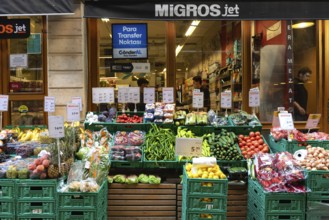 Istanbul, Turkey. October 22nd 2021 Fruit and Vegetables for sale outside Migros Jet Supermarket in