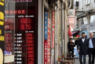 Istanbul, Turkey. November 10th 2022 Turkish Lira against other currency exchange rates displayed