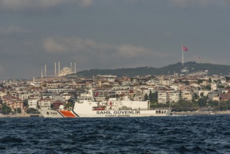 Istanbul, Turkey 25th August 2021 Turkish Coast Guard Patrol at the entrance to the Bosporus and