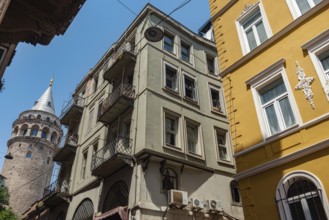 Istanbul, Turkey. August 3rd 2021 The iconic Galata Tower and restored European style architecture