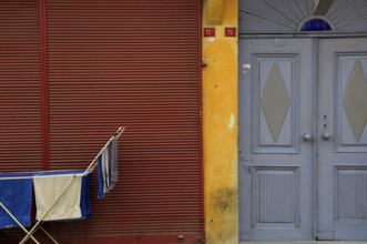 Balat, Istanbul, Turkey. May 20th 2010 Washing drying in the streets of the Balat neighbourhood of