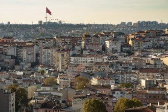 Istanbul, Turkey. November 14th 2023 A cityscape view of the crowded Kasimpasha neighbourhood of