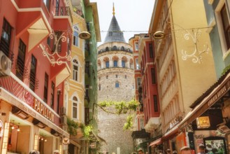 Istanbul, Turkey. May 17th 2022 The iconic Galata Tower in the trendy Pera District, a popular