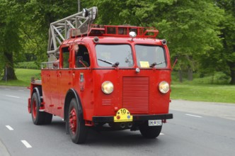 Scania Vabils veteran fire truck built in 1940 at fire truck rally in Ystad, Skåne County, Sweden,