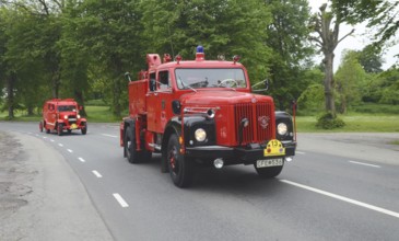 Scania Vabis veteran fire truck built in 1967 at fire truck rally in Ystad, Skåne County, Sweden,