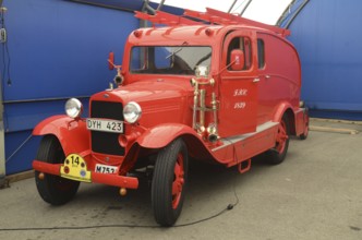 Ford veteran fire truck built in 1931 at fire truck rally in Ystad, Skåne County, Sweden,