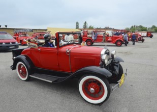 Veteran fire engine, fire chief's car, A-Ford built in 1931 at fire truck rally in Ystad, Skåne