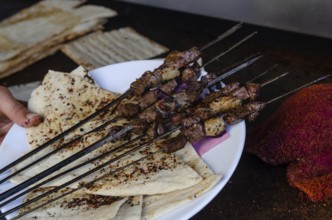 Typical Turkish Liver Kebabs being prepared in Adana, Anatolia, Turkey