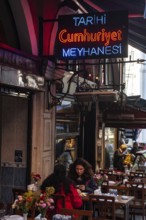 Istanbul, Turkey. November 30th 2019 Traditional Turkish Meyhane, fish restaurant at Balik Pasiji