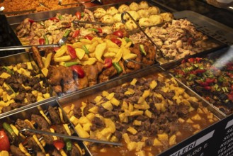 Istanbul, Turkey. August 3rd 2021 Trays of Mixed Traditional Turkish Food inside a Typical Turkish