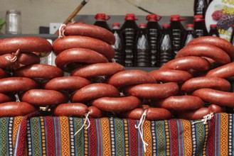 Istanbul, Turkey. October 12th 2021 Sujuk or sucuk a spicy meat sausage made of spices and ground