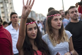 Istanbul, Turkey. July 18th 2016. Turkish pro government supporters gather in Takism square after