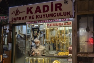 Istanbul, Turkey January 11th 2022 Kadir, A Turkish currency and Gold Jewellery exchange shop in