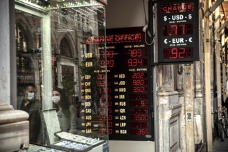 Istanbul, Turkey. November 28th 2020 A Currency exchange office on Istiklal Street, Istanbul.