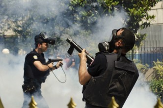 Istanbul, Turkey. June 1st 2013 Turkish riot police fire tear gas at Gezi Park protestors,