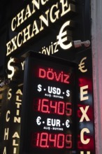 Istanbul, Turkey. December 18th 2021 A currency exchange office during an economic crisis in Turkey