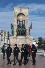 Istanbul, Turkey. November 30th 2019 Turkish female police with and without hijab Taksim square,