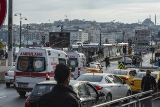 Istanbul, Turkey. November 28th 2020 Ambulances rush through the busy streets of Istanbul during