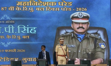 Gyanendra Pratap Singh, Director General (DG) of the Central Reserve Police Force (CRPF) stands on