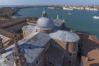 View from the tower of the Basilica of San Georgio Maggiore in Venice, Veneto, Italy