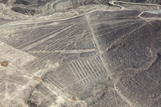 Known line formations in the Nazca Desert, viewed from above, Peru, The geoglyphs and drawings in