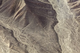 Detailed lines and patterns on a geologically distinctive desert area, the geoglyphs and drawings