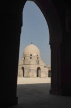 The interior architecture of the courtyard and dome of Ibn Tulin Mosque in Cairo, one of the oldest
