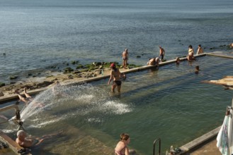 Varna, Bulgaria, September 6th 2020 Thermal pool on the edge of the Black Sea known locally as The