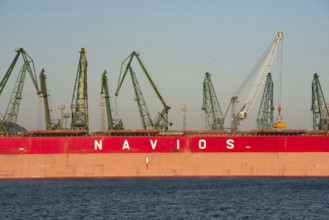 Varna, Bulgaria. September 5th 2020 Navios maritime shipping company owned vessel moored at Varna