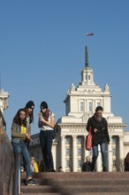 Sofia, Bulgaria, June 4th 2019 Young Bulgarian people in front of the former Communist Party