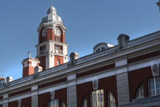 Varna, Bulgaria. September 7th 2020 The clock tower of the iconic train station in Varna on the