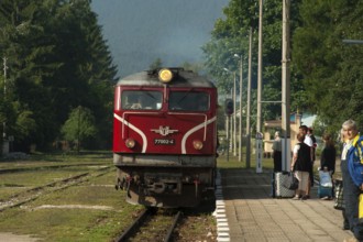 Velingrad, Bulgaria, March 7th 2018 Rural train travel Velingrad station Bulgaria