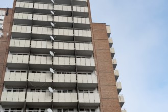 Burgas, Bulgaria. January 4th 2021 Communist style housing in the Bulgarian port city of Burgas,